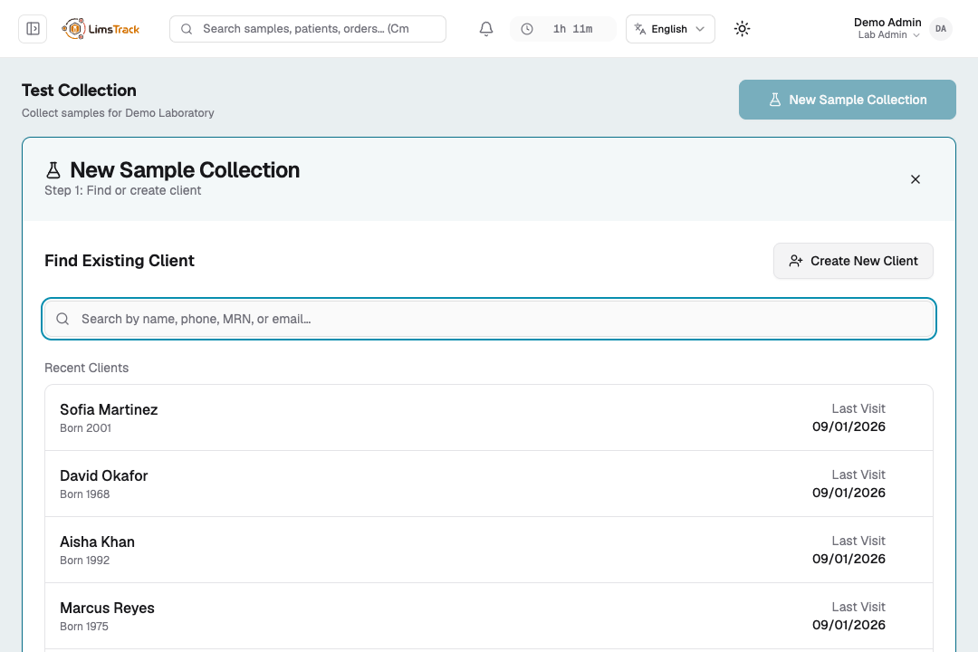 Guided collection flow used by collectors in the field